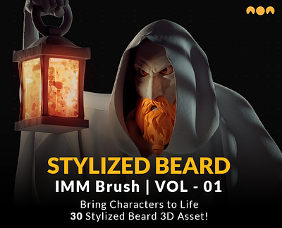 30 Stylized Beard 3D Asset (IMM Brush)- VOL01 3d 3d asset animation blender character design imm brush sculpting stylized beard zbrush