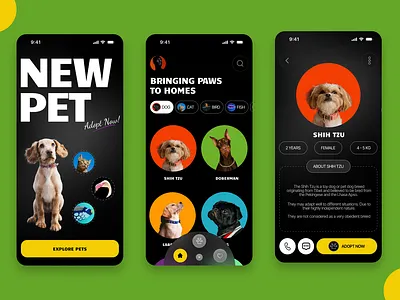 Pet Adoption App app app design branding design logo pet adoption product design typography ui ui ux ux