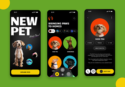 Pet Adoption App app app design branding design logo pet adoption product design typography ui ui ux ux