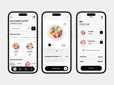 ice cream food app UI Design app design designer e commerce store ecommerce app food app food ordering food ui ice cram ice cream app ios mobile app online food order shop store ui ux