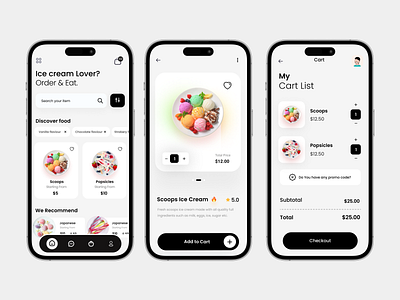 ice cream food app UI Design app design designer e commerce store ecommerce app food app food ordering food ui ice cram ice cream app ios mobile app online food order shop store ui ux