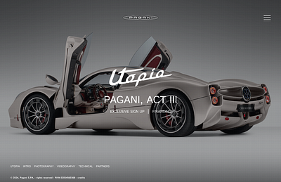 Pagani Utopia Landing Page 3d antique branding graphic design landing page logo motion graphics ui ui design wallpaper