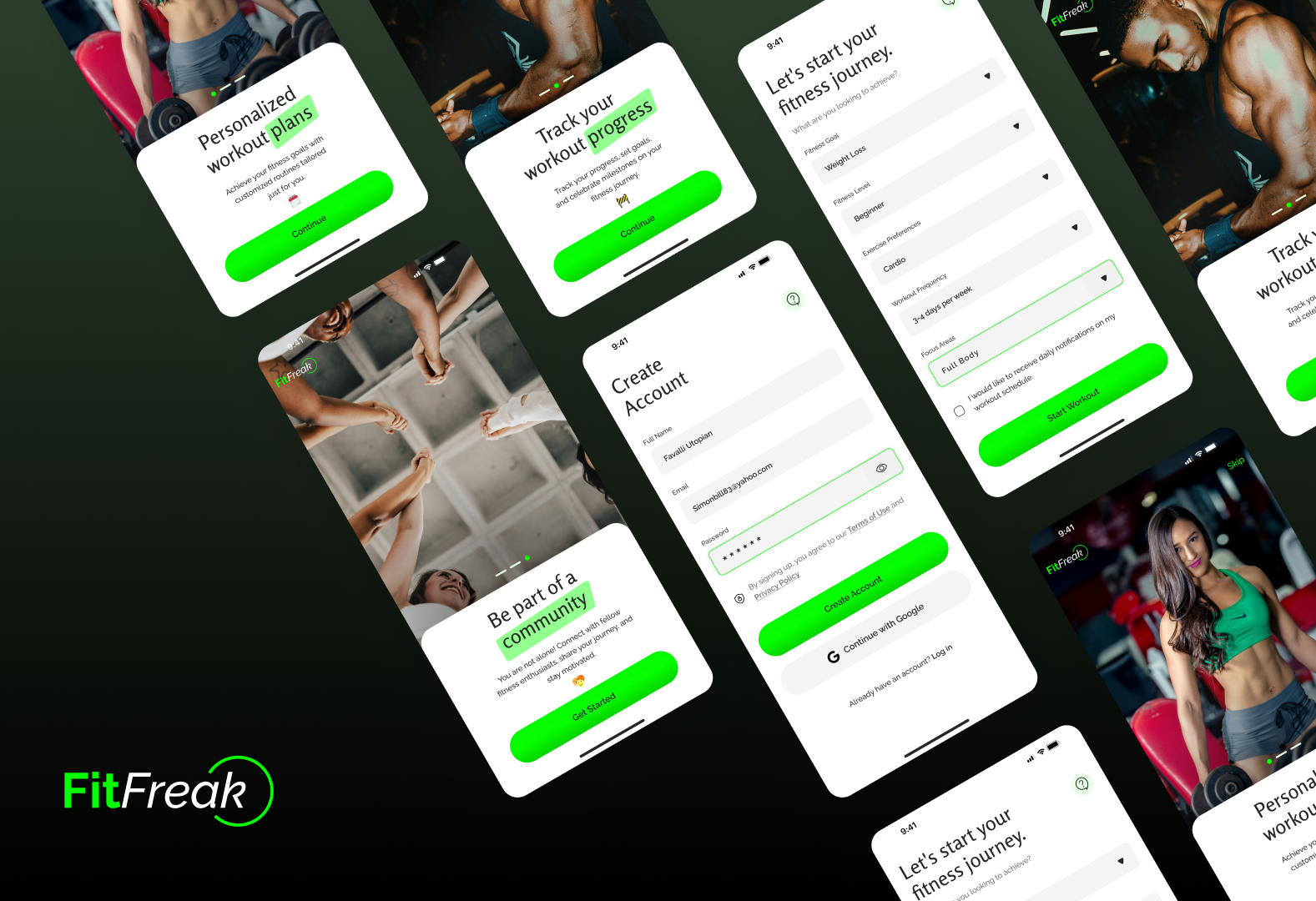 FifFreak Gym App Onboarding 3d animation app branding graphic design gym kyc logo onboarding sign up ui