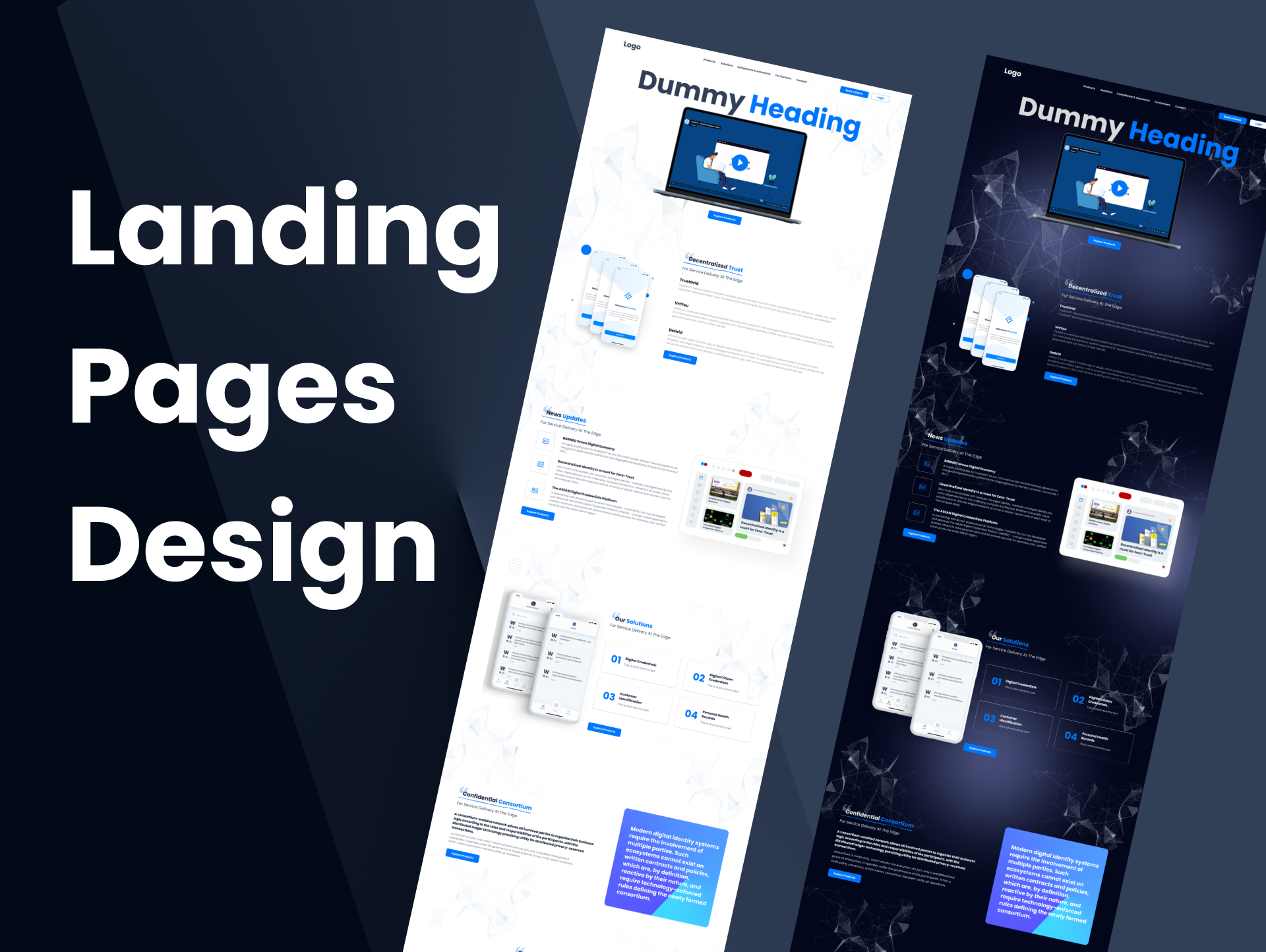 Landing page design (Dark/Light Themes)