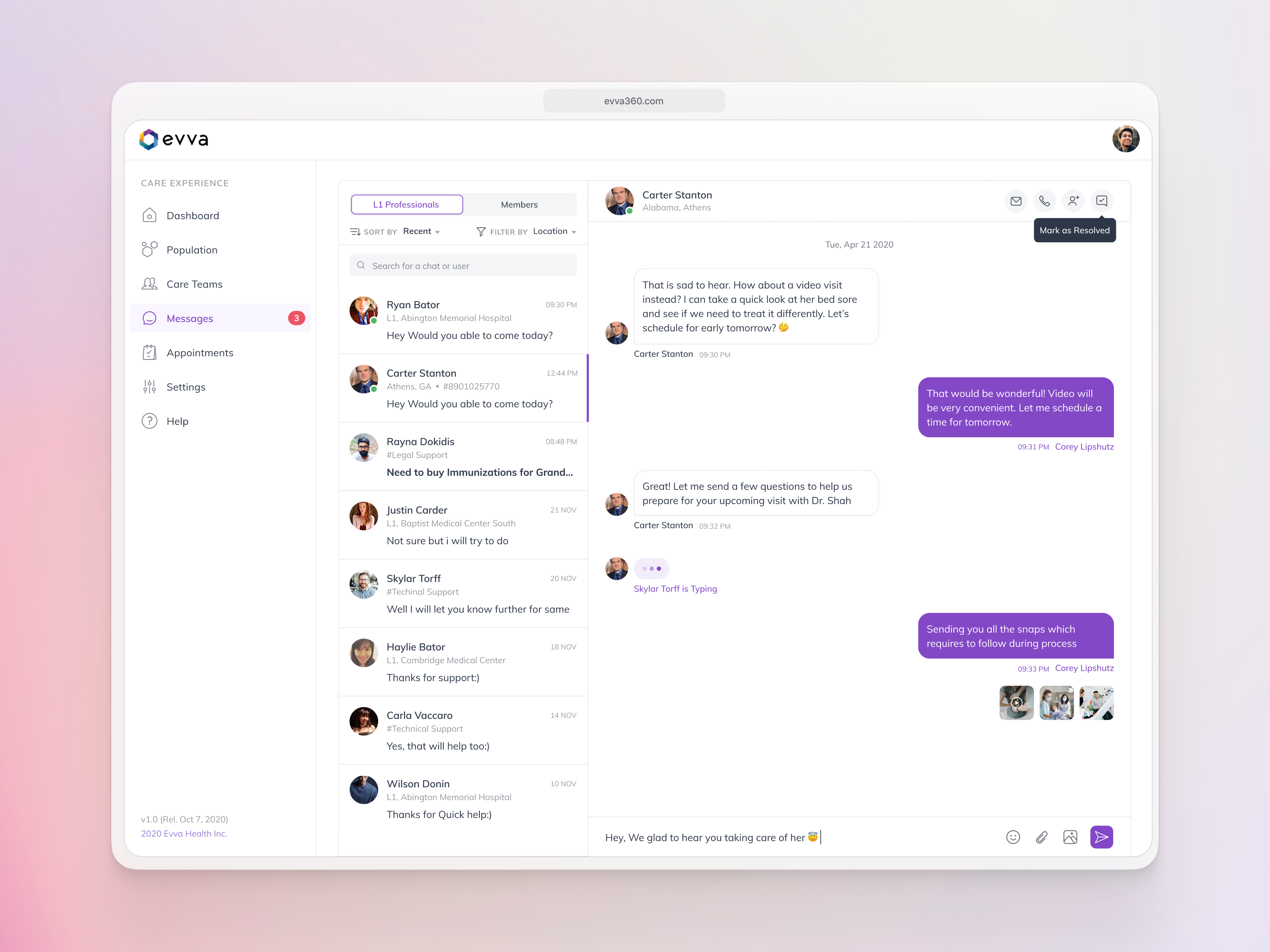 Care Taker Chat // L1 Professionals branding care health chat ui health ui health webapp minimal ui ux visual visual design webapp design webapp ui