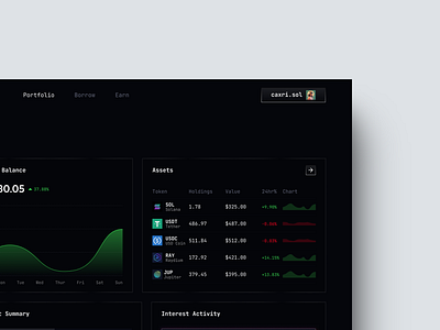 Orblend Portfolio Dashboard defi lending solana ui ux web3