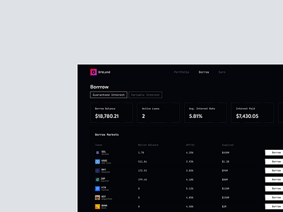Orblend: Borrow Dashboard defi lending ui ux web3