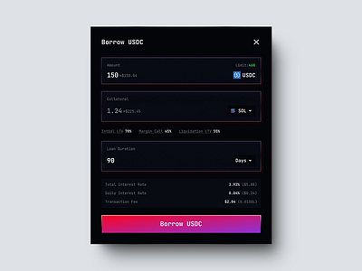 Orblend: Borrow Modal defi design ui ux web3