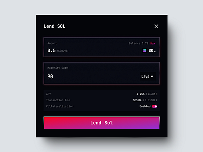 Orblend: Lend Modal defi design ui ux web3