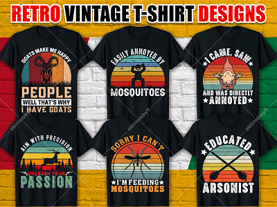 Retro Vintage T-shirt Designs apparel apparel design branding clothing custom t shirt design hunting merchandise print print design retro shirt shirt design t shirt t shirt bundle tee shirt typography typography design typography t shirt vector illustration vintage