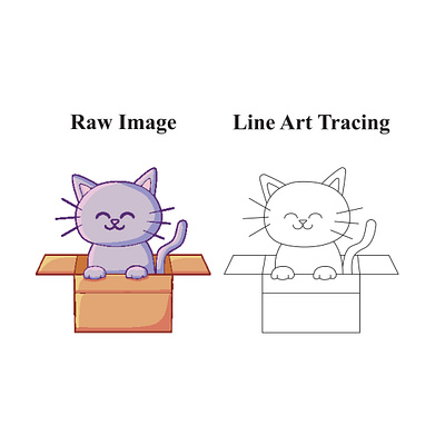 Cat in Box Vector Tracing convert to vector graphic graphic design graphic designer illustrator line art logo redraw logo tracing photoshop raster to vector redraw vector vector art vector design vector logo vector trace vector tracing vector tracing service vectorization vectorize image