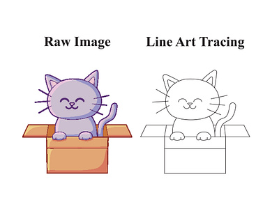 Cat in Box Vector Tracing convert to vector graphic graphic design graphic designer illustrator line art logo redraw logo tracing photoshop raster to vector redraw vector vector art vector design vector logo vector trace vector tracing vector tracing service vectorization vectorize image