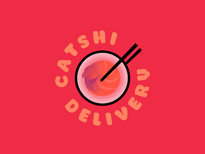 Catshi Sushi Delivery Roll Logo brand branding cat delivery fish food japan logo logotype roll stick sushi