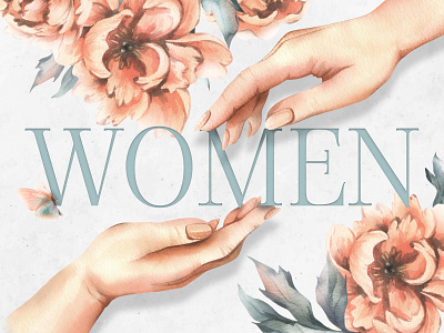 Hands and peonies watercolor clipart female