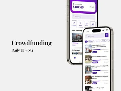Crowdfunding - Daily UI #032 crowdfunding daily ui figma mobileapp design ui ui design uiux uiux design