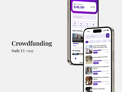 Crowdfunding - Daily UI #032 crowdfunding daily ui figma mobileapp design ui ui design uiux uiux design