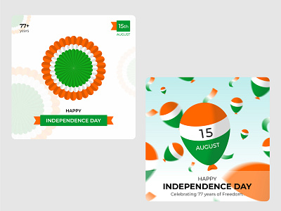 Independence Day Instagram post balloon bharat colors design freedom graphic design illustration independence independence day india instagram photo post poster republic ribbon social media tiranga tricolor vector