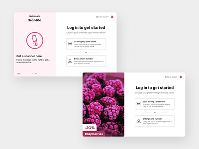 Self-scanning shopping app: Login advertisement carousel login membership product design shopping app sign in tablet app ui design ux design