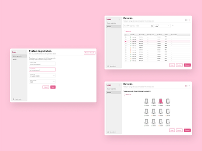 Self-scanning shopping app: Admin admin device management grid location position product design registration setup table tablet ui design ux design