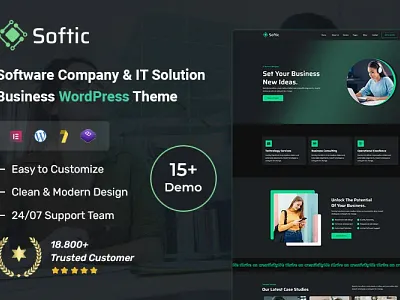 Softic - Software Company & IT Solution Business WordPress Theme agency business clean consulting corporate