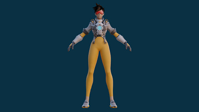 Game Character (Tracer) 3d modeling blender camera game game character game design lighting render texture uv unwrapping