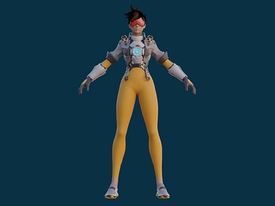 Game Character (Tracer) 3d modeling blender camera game game character game design lighting render texture uv unwrapping