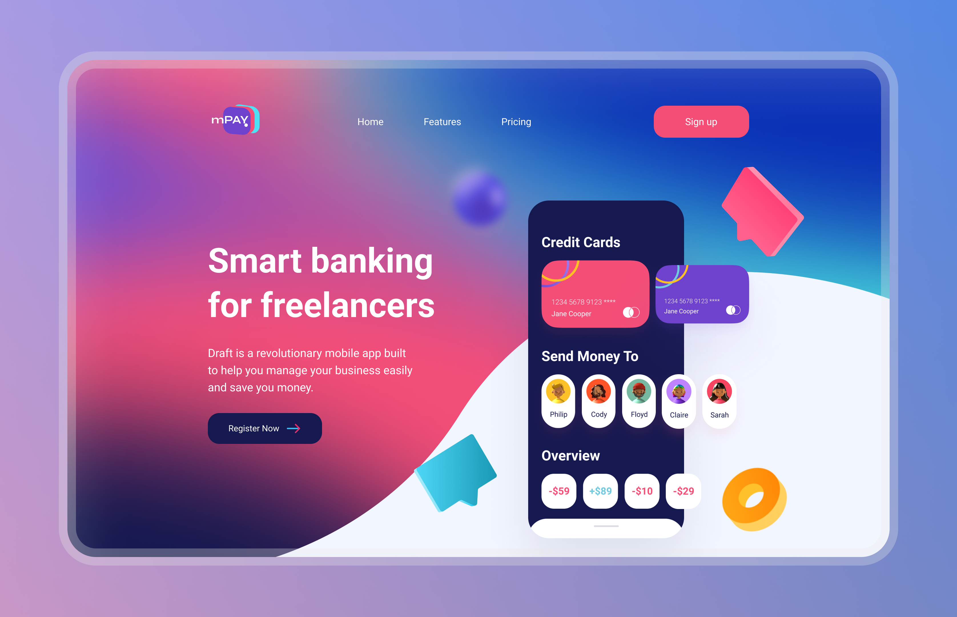 Landing page design of an online banking website banking website landing page ui uiux ux website