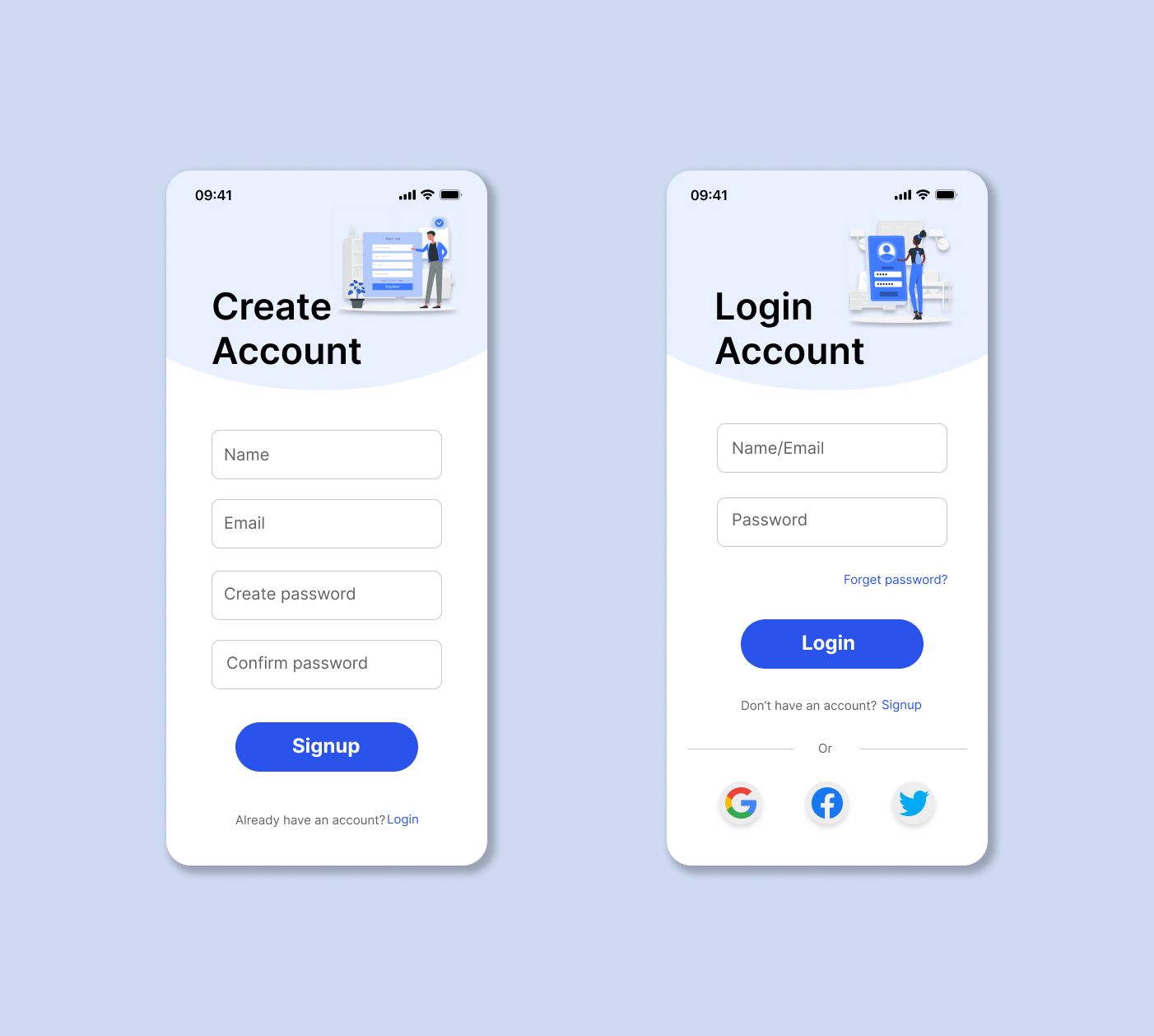 Login & Signup Pages mobile app design ui user interface