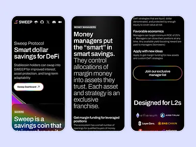 Sweep Webdesign crypto defi mobile responsive ui web design webdesign website