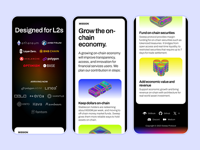Sweep Webdesign crypto defi mobile responsive ui web design webdesign