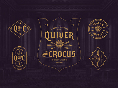 Quiver & Crocus identity blackletter branding design graphic design logo typography