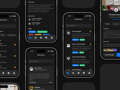 Mobile Jobs - Lookscout Design System android app application clean dark design ios layout lookscout mobile mobile app responsive ui user interface ux
