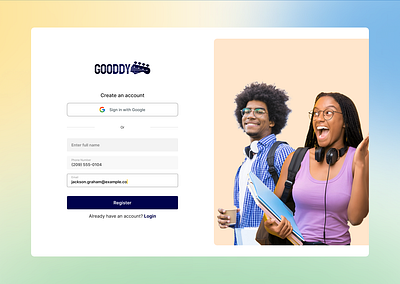 Sign up & sign in website design ui uiux website page