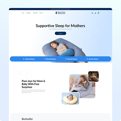 Baby & Moms Comfort Zone baby and moms product page breastfeeding support ecommerce page landing page mom wellness mother essencia pregnancy advice pregnancy comfort ui design website design