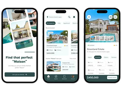 'Maison' estate house mobile design real estate ui ux weekend challenge