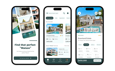 'Maison' estate house mobile design real estate ui ux weekend challenge