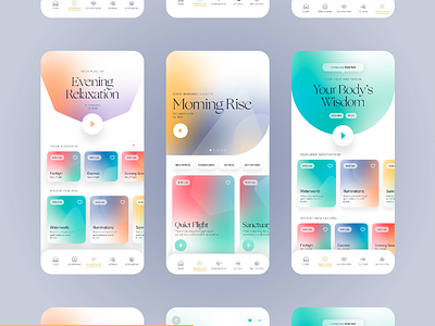 Meditation App app design health healthcare interactive interface ios meditation mindfulness mobile ui wellness