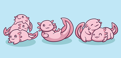Illustration of a cute pink axolotl axolotl illustration art logo ui