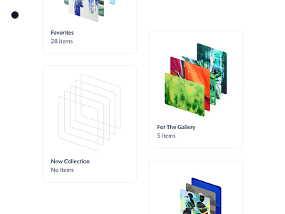 Close-up of the collection component 3d in figma animation artworks managment card dark theme prototyping ui