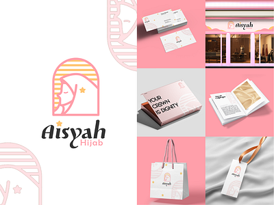 AISYAH HIJAB - Visual Identity brand brand identity branding design graphic design hijab illustration logo logo foe sale logologo design vector visual identity