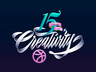 Happy 15th! 🏀🎉 15th! anniversary birthday dribbble dribbblers letter lettering letters vector