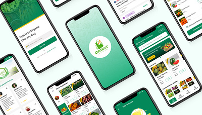 Fresh & Organic Fruits & Vegetable Shopping App branding graphic design ui