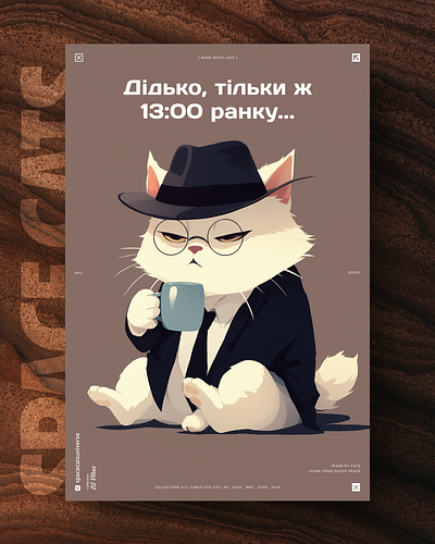 Тільки ж 13:00 ранку... ai branding cat daliy design illustration poster print