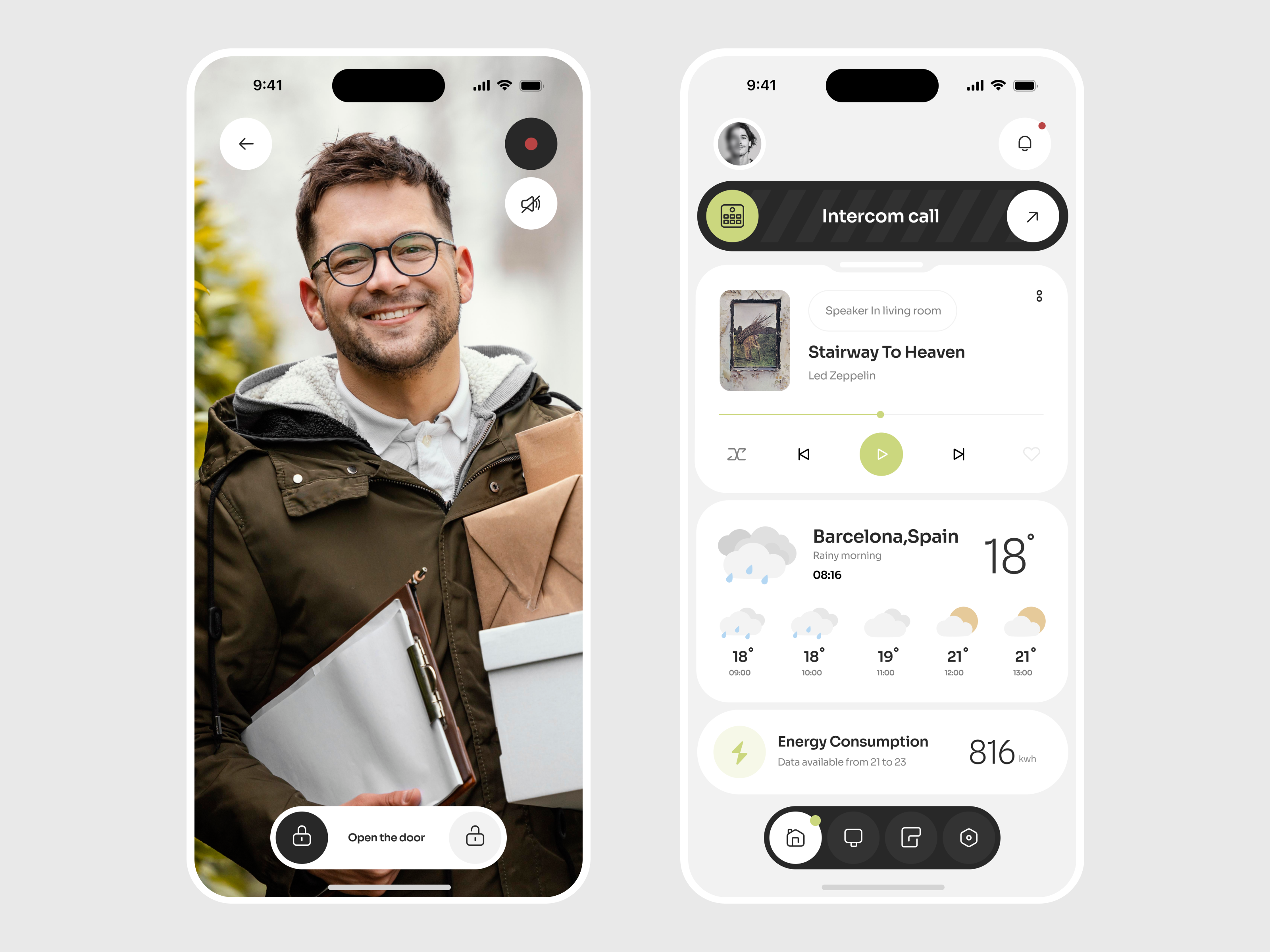 Example of Mobile application for smart home control