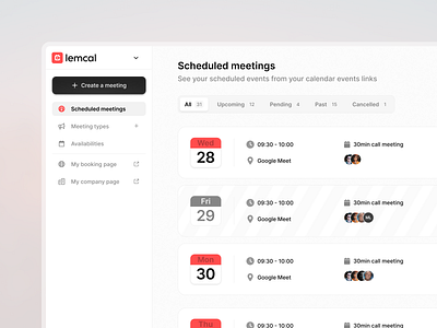 Scheduled meetings lemcal