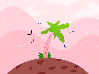 Small single tree island cute illustration design flat illustration gradient illustration island sketch vector