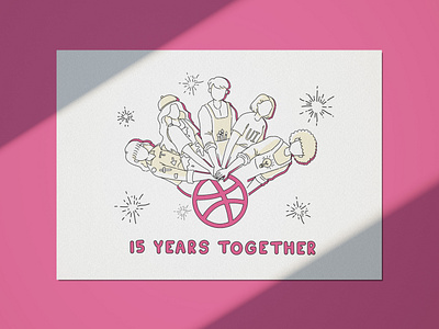 Dribbble 15th Anniversary 2d banner branding design graphic design illustration logo ui ux vector