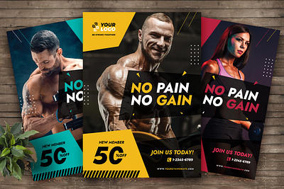 Gym Fitness Flyer Template design fitness flyer flyer design graphic design gym print design print template sale