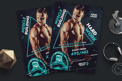 Gym Fitness Flyer Template design fitness flyer flyer design graphic design gym print design print template sale