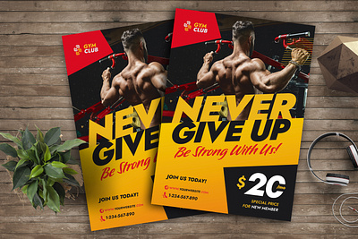 Gym Fitness Flyer Template design fitness flyer flyer design graphic design gym print design print template strong